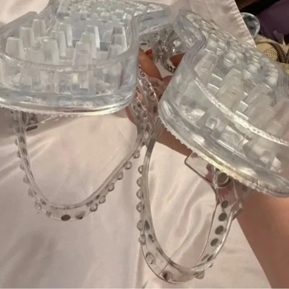 NWOT Jeffrey Campbell Transparent Jelly Embellished Ankle Strap Sandals Sz 8 - Picture 5 of 10